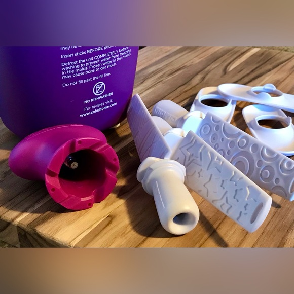 ZOKU Purple Single Ice Pop Maker Fast Making Freezer Use Complete Set 3 Tool - Picture 7 of 14
